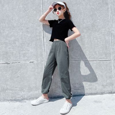 [COD] summer suit 2022 new Korean style foreign childrens middle and big children fashionable thin section simple fashion two-piece set