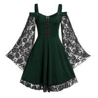 Gothic Vintage Lace Patchwork Women Dress Plus Size Goth Bandage Ladies Spaghetti Strap Dresses