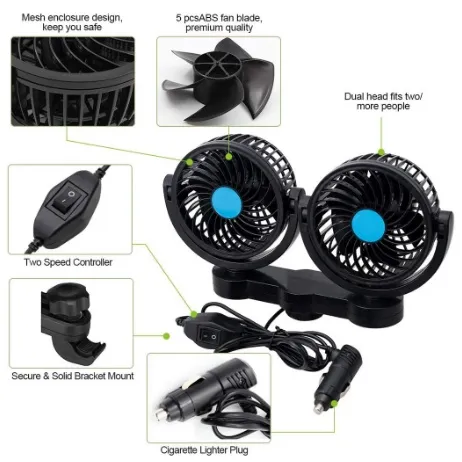 popular Electric Car Fan 4 INCHES Dual Head 2 Double Head Air ...