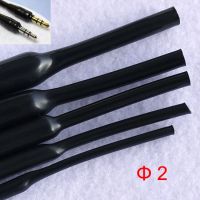 10M 2mm Dia 2:1 Ratio Soft Flexible Black Gloss Non Halogen Headphone Line Audio Cable Sleeve Heat Shrinkable Tubing Shrink Tube Cable Management