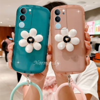 เคสโทรศัพท์มือถือ VIVO V29 5G VivoV29 Pro 5G,เคสนิ่มโปร่งใสแฟชั่นการ์ตูนน่ารักพร้อมขาตั้งดอกไม้ซิลิโคนสายรัดข้อมือเคสป้องกันกล้องกันกระแทกฝาหลัง