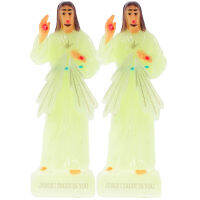 Funnmall 2pcs Luminous พระเยซูรูปปั้นเดสก์ท็อปพระเยซูเครื่องประดับห้องศึกษาการตกแต่งโต๊ะทำงาน