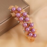 New purple pearl zircon hair clip Luxurious one-line clip Horizontal clip Top clip Elegant womens fashion hair accessories