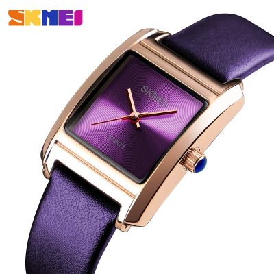 SKMEI สตรีนาฬิกาหรูแบรนด์ชั้นนำหนังควอตซ์นาฬิกาผู้หญิงแฟชั่นสุภาพสตรีนาฬิกาข้อมือ