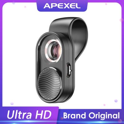 APEXEL100X microscope lens camera phone lens high magnification LED Light micro pocket lenses for iPhone Samsung all smartphones Phone Camera Flash Li