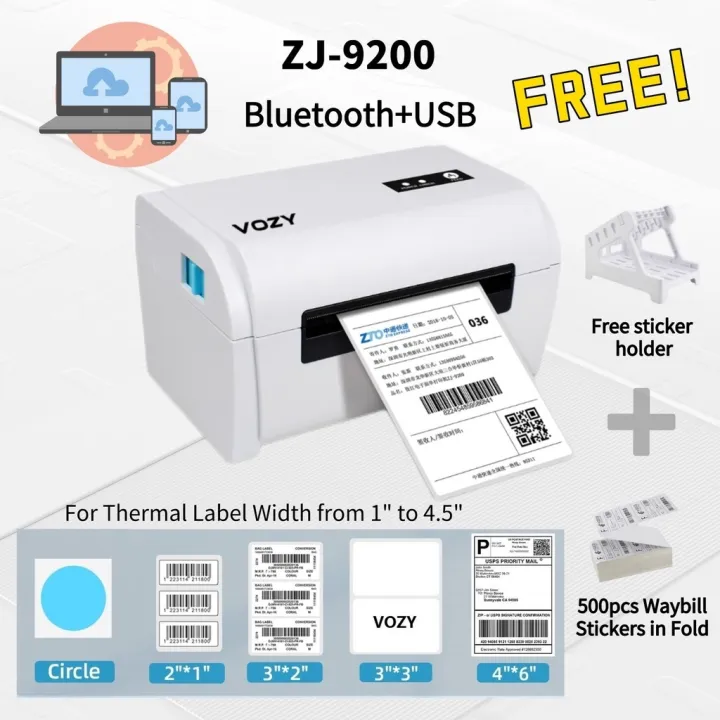 ZJ9200 Waybill Printer Cellphone Bluetooth USB Thermal Sticker Courier
