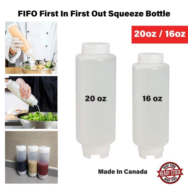 Dual Way Squeeze FIFO First In First Out Squeeze Sauce Dispensing / Refillable Bottle 20oz