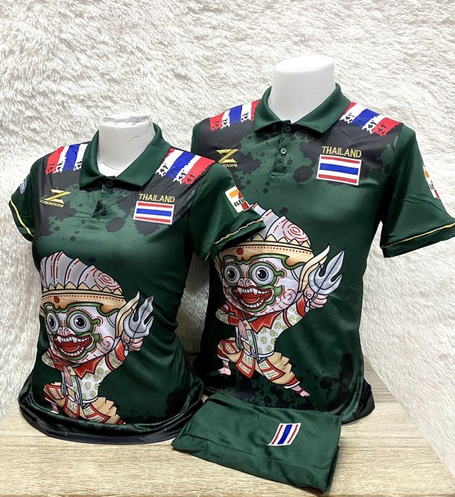 ราคาถูก-สุดคุ้ม-เสื้อกีฬาผู้หญิง-ทีมชาติไทย-ลายหนุมาน-ฟรีไซส์-อก32-36-ใส่ได้