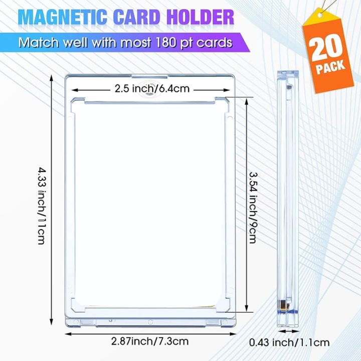 20-pcs-180-pt-magnetic-card-holder-magnetic-card-holder-clear-protectors-for-trading-cards-sports-baseball-cards