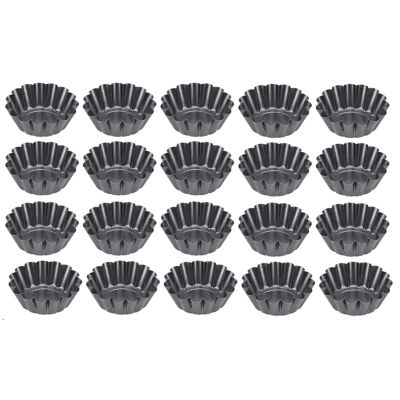 20Pcs Pattern Cake Mold Egg Tart with Ruffled Edge,Bakeware Pie Tins for Toaster Oven