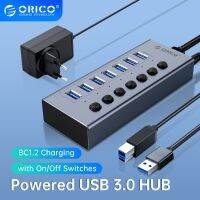 ORICO USB อุตสาหกรรม7/10/13/16อลูมิเนียมสวิตช์เปิด/ปิดแยก USB กับ12V ชาร์จอะแดปเตอร์ที่รองรับสำหรับคอมพิวเตอร์