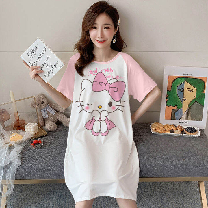 Size M-XXL] Women Cotton Comfy Home Wear PJ Short Sleeves Dress Pajamas |  Lazada Singapore