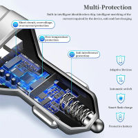 Lst ที่ชาร์จโทรศัพท์ในรถยนต์ 2 พอร์ต USB 2 พอร์ต และพอร์ตชาร์จ 3 พอร์ต หน้าจอ LCD 12-24V QC3.0 ชาร์จเร็ว อุปกรณ์เสริมภายในรถยนต์TH