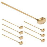 8PCS 6.7 Inches Coffee Spoons, Stirring Spoons, Tea Spoons Long Handle, Gold Teaspoons, Gold Spoons, Ice Tea Spoons