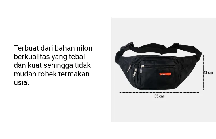 HENGREDA Sport Tas Pinggang Selempang Waistbag Pria dan Wanita - TM572 -  Black