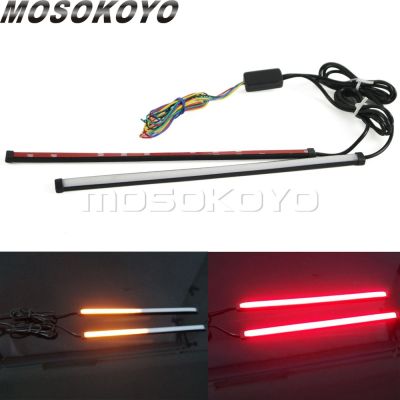 Car Motorcycle DRL LED Sequential Light Strip Flowing Switchback Brake Lights Red Amber Flasher 30cm Knight Rider Turn Signal