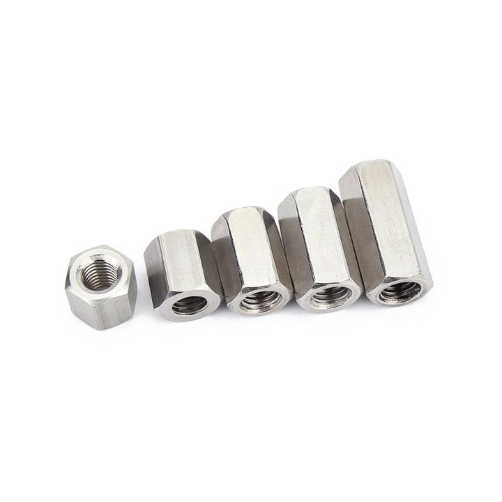 jie-yuan-1-5-10pc-m3-m4-m5-m6-m8-m10-m12-304สแตนเลส-din6334-hexagon-hex-ขยาย-rod-coupling-nut-connector-joint-ท่อ-nut