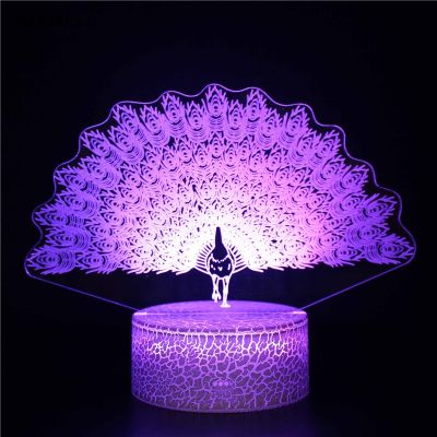 Nighdn Peacock Night Light for Kids Bedroom Decor Touch Remote Control USB Table Lamp Led Child Nightlight Gifts Color Changing