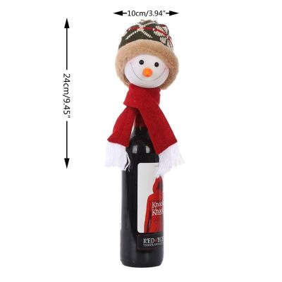 【CW】 Christmas Wine Bottle Cover Snowman Scarf Cloak Doll Covers for Champagne Red Wine Bottle Cover Creative Gift Decor