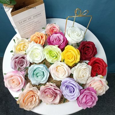 [AYIQ Flower Shop] 10ชิ้น/ล็อตขนาดใหญ่9-10เซนติเมตรกุหลาบหัวดอกไม้ประดิษฐ์ DIY ตกแต่งงานแต่งงานการจัดดอกไม้วัสดุฉากหลังกุหลาบผนังของขวัญ