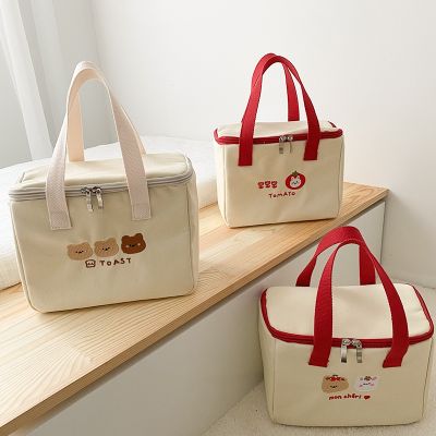 Women Cute Lunch Bag Girls Insulated Canvas Cooler Handbag Aluminium Foil Thermal Food Box Family School Picnic Dinner Container