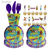 ₪♀ Cartoon Scooby Doo Disposable Theme Party Decorate Tableware Tablecloth Honeycomb Kid Birthday Party Baby Shower Packing Supplie