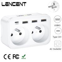 【NEW Popular89】 LENCENTWallExtender พร้อมช่องเสียบ2ช่อง3พอร์ต USB 1Type C 5V 2.4AAdapter ป้องกันการโอเวอร์โหลดสำหรับบ้าน/ที่ทำงาน