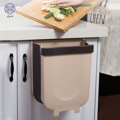 【ซอง】ถังขยะสำหรับครัวถังขยะการพับแบบยึดผนังสำหรับห้องน้ำ