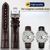 สายนาฬิกาตัวล็อกแบบผีเสื้อหนังวัวสายนาฬิกา L2.628/L2.673 L4สำหรับ Longines มาสเตอร์คอลเลคชั่นสายรัดข้อมือ19 20 21มม.