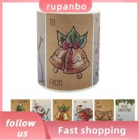 RUPANBO039392692 250pcs หัตถกรรม การปิดผนึก ตกแต่งงานแต่งงาน แท็ก ต้นคริสต์มาส ซานตาคลอส ป้ายบรรจุภัณฑ์ สุขสันต์วันคริสต์มาส สติ๊กเกอร์ฉลากคริสต์มาส กระดาษคราฟท์