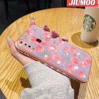 JIUMOO เคส A20s ปลอกสำหรับ Samsung กาแล็คซี่,เคสซิลิโคนนิ่มเคสมือถือขอบสี่เหลี่ยมดีไซน์ใหม่ลายดอกทิวลิปน่ารักเคสป้องกันกล้องฝาปิดเลนส์เต็มรูปแบบ