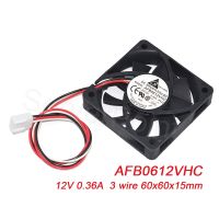 ✺☼ 60x60x15MM Three Pins Square Cooling Fan AFB0612VHC For Delta Electronics Server Cooler DC12V 0.36A 6015 Well Tested