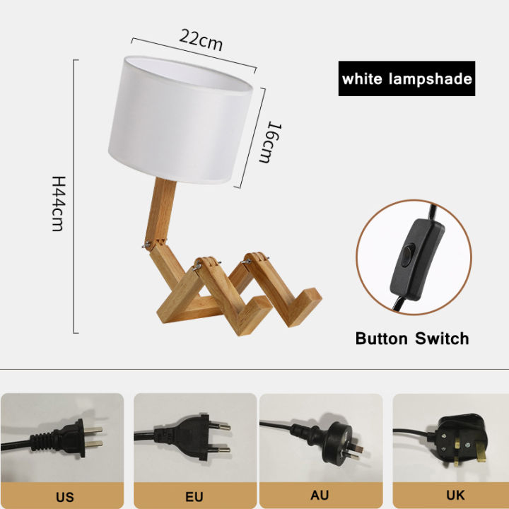 หุ่นยนต์รูปห้องนั่งเล่น-e27ที่มีความยืดหยุ่นฐานไม้โคมไฟ-led-ทำงานนอร์ดิกการเรียนรู้ที่ทันสมัยสำหรับห้องนอนตกแต่งภายใน