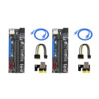 VER15X Plus PCIE Riser 15X Plus Express 1X to 16X SATA to 6Pin Riser Card Temperature Display LED for Mining Miner