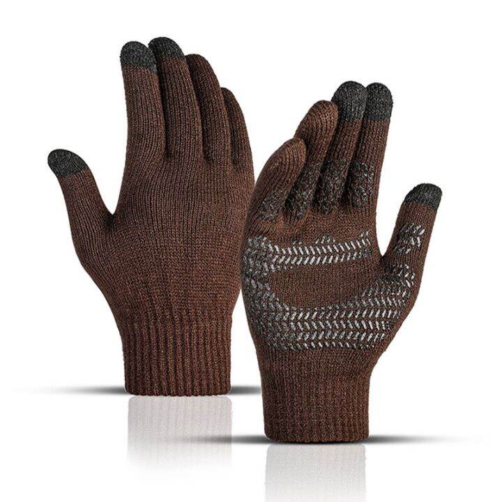 winter-mens-knitted-gloves-touch-screen-anti-skid-solid-business-driving-cycling-full-finger-non-slip-gloves