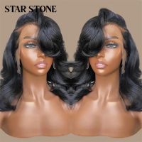 【LZ】❁△  Short Bob Wig Body Wave 13x4 Transparent Frontal Human Hair Wigs for Women Pre Pluck Transparent Water Wave Lace Frontal Wig