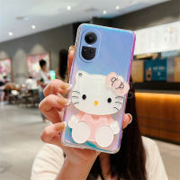 2023ใหม่เคสสีม่วงไล่ระดับสีที่มีสีสันสำหรับ OPPO Reno 10 5G KT เคสโทรศัพท์ซิลิโคนนิ่มกระจกแต่งหน้า OPPO Reno 10 / 10 Pro / 10 Pro + เคสกันกระแทก Oppo Reno 10Pro บวก5G