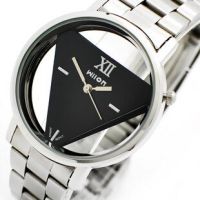 Brand Triangle Shaped Quartz Analog Mens Water Resistant Watches Silver Full Stainless Steel Casual Stylish masculino relojes