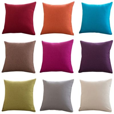 45x45cm Solid Color Sofa Cushion Cover Simple Car Office Waist Chair Seat Decor Pillow Case Linen Home Decoration