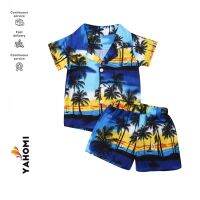 ❀Yaho❀Hawaiian Style 2pcs Toddler Kids Boys Summer Outfits Holiday Beach Shirt Shorts 1-6years