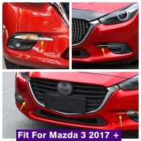 ไฟหน้ากันชนไฟตัดหมอกกรอบเปลือกตาแต่งคิ้วสำหรับ Mazda 3 2017 2018โครเมี่ยม/สีแดง/คาร์บอนไฟเบอร์อุปกรณ์เสริมภายนอก