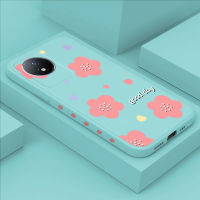 เคสสำหรับ Vivo Y02เคสโทรศัพท์ดีไซน์การ์ตูนลายดอกไม้เคสใส่กล้องคลุมทั้งหมดของเหลวปลอกซิลิโคนแบบขอบสี่เหลี่ยม