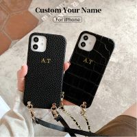 [Chaoke digital branch] เคสโทรศัพท์หนังจระเข้สุดหรูสายสายพาดลำตัวสั่งทำได้สำหรับ Iphone 14 14ProMax 14Plus 13Promax 13 12เคส