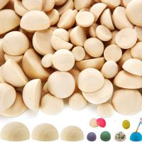 2-100Pcs Half Wooden Beads Unfinished Split Wood Balls Half Crafts Natural Balls for Paint DIY Christmas Ornament Crafts Arts Traps  Drains