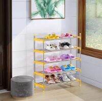 ชั้นวางรองเท้า ขนาด 70 ซ.ม. ( ถ่ายจากสินค้าจริง ) เลส2-5ชั้น  Stainless Shoe Rack ชั้นวางรองเท้า สีเหลือง