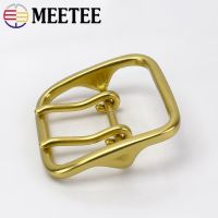 Meetee Solid Brass Metal Buckle Men Women Double Pin Belt Buckles Head for Belts 60mm DIY Leather Craft Jeans Accessories