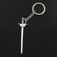 Fashion 30mm Key Ring Metal Key Chain Keychain Jewelry Antique Bronze Silver Color Plated Western Sword Fencing 85x24mm Pendant Key Chains