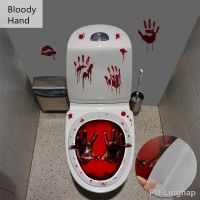 【YF】№♝∈  Bloody Hand Wallpaper Toilet Stickers Fright Night Horror Mural Adhesive Decoration Wall Decal