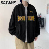 TIDE BEAR เสื้อคู่ชายปักลายแบบไม่มีหมวกทรงหลวมเสื้อแจ็คเก็ตลำลองบางเครื่องแบบเบสบอล