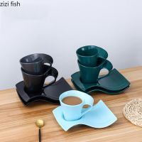 Ceramic Tea Coffee Mugs Solid Color Tea Milk Cups 200/250ML Creative Home Desktop Shaped Breakfast Cups Saucers Milk Coffee Mugs